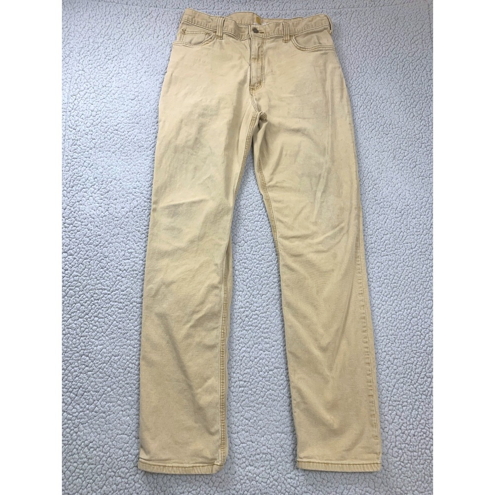 Carhartt Rigby Work Pants Mens 36x34 (Tag 36x36) Tan Rugged Flex Canvas 102517